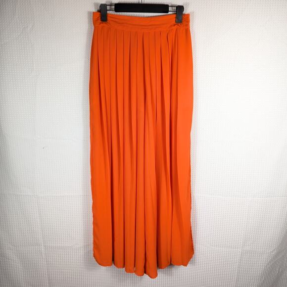 Jealous Tomato M Orange Wide Leg Pants High Waist Flowing Split Side Boho - Picture 1 of 4